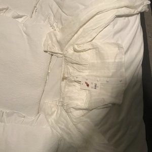 Womens crop white button up blouse